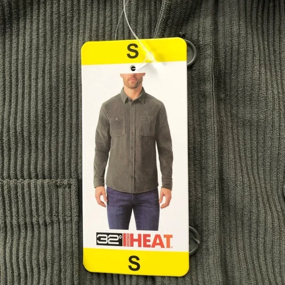 NWT 32 DEGREES HEAT Men’s Corduroy Chimera Lightweight Overshirt size Small - Picture 12 of 16